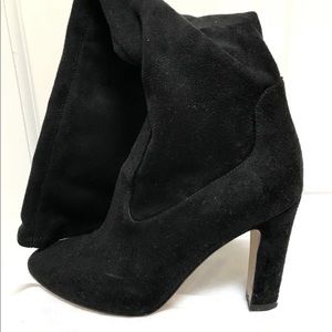 Sexy Calvin Klein black microsuede knee high boots